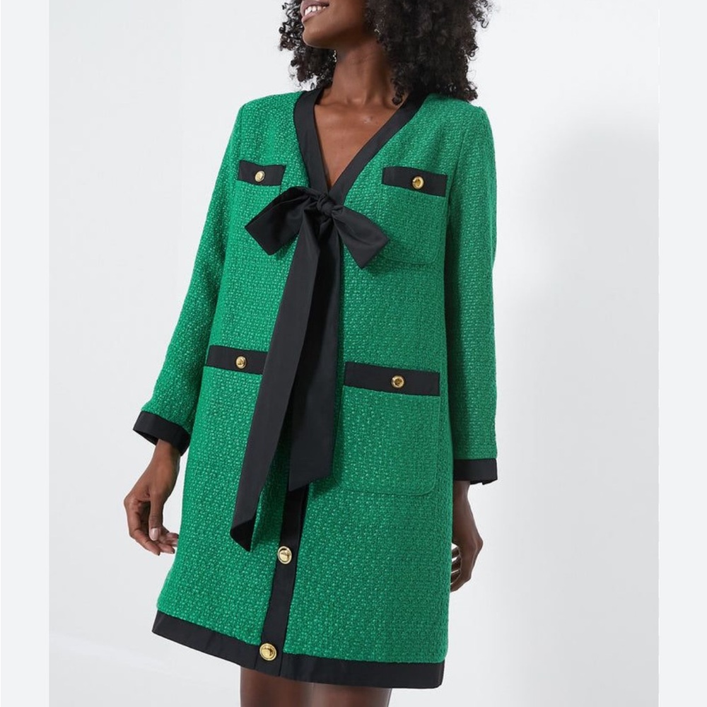 Tuckernuck Green and Black Bow Dress